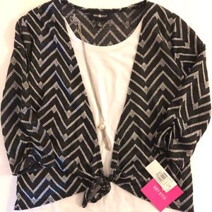 Girls’ Fancy Cardigan, Tee and Necklace Set, Large